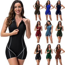 Lataa kuva Galleria-katseluun, One-piece swimsuit women's vest flat corner wetsuit surf suit zipper sports swimsuit
