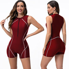 Lataa kuva Galleria-katseluun, One-piece swimsuit women's vest flat corner wetsuit surf suit zipper sports swimsuit