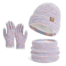 Load image into Gallery viewer, Winter Warm Hat Scarf Gloves Set - 3-Piece Fleece Lined with Touchscreen Fingers