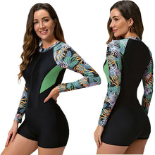Lataa kuva Galleria-katseluun, One-piece swimsuit women's vest flat corner wetsuit surf suit zipper sports swimsuit