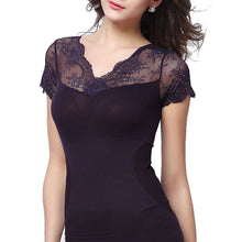 Lataa kuva Galleria-katseluun, Lace short-sleeved waist compression shapewear casual top