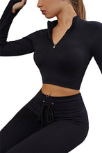 Indlæs billede til gallerivisning Womens High Waisted Workout 2 Piece Sets Crop Top and Sweatsuit Pants Seamless Sports Legging Yoga Gym Outfits Pinstripe elasticity structure