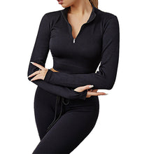 Indlæs billede til gallerivisning Womens High Waisted Workout 2 Piece Sets Crop Top and Sweatsuit Pants Seamless Sports Legging Yoga Gym Outfits Pinstripe elasticity structure