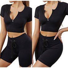 Lataa kuva Galleria-katseluun, Sports workout short sleeve and shorts suits women gym clothes