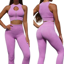 Lataa kuva Galleria-katseluun, womens workout sets crop top and sweatsuit pants seamless gym clothes suits