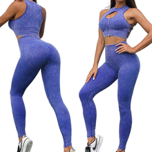 Lataa kuva Galleria-katseluun, womens workout sets crop top and sweatsuit pants seamless gym clothes suits