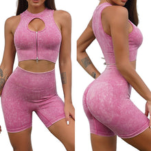 Lataa kuva Galleria-katseluun, Women's Seamless Yoga Set - Premium Short Sleeve & Shorts in active Dark Tones