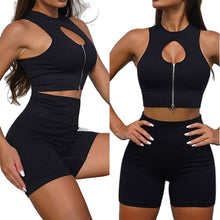 Lataa kuva Galleria-katseluun, Women's Seamless Yoga Set - Premium Short Sleeve & Shorts in active Dark Tones
