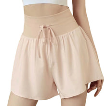 Indlæs billede til gallerivisning Women's High-Waisted Athletic Shorts - 2-Layer Yoga Running Shorts with Drawstring & Phone Pocket