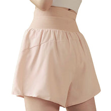 Indlæs billede til gallerivisning Women's High-Waisted Athletic Shorts - 2-Layer Yoga Running Shorts with Drawstring & Phone Pocket