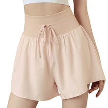 Indlæs billede til gallerivisning Women's High-Waisted Athletic Shorts - 2-Layer Yoga Running Shorts with Drawstring & Phone Pocket