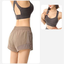 Indlæs billede til gallerivisning Women's High-Waisted Athletic Shorts with Pockets - Mesh Panel Built-In Liner Yoga Running Shorts