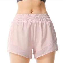 Indlæs billede til gallerivisning Women's High-Waisted Athletic Shorts with Pockets - Mesh Panel Built-In Liner Yoga Running Shorts