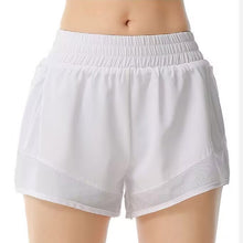 Indlæs billede til gallerivisning Women's High-Waisted Athletic Shorts with Pockets - Mesh Panel Built-In Liner Yoga Running Shorts