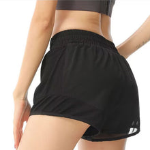 Indlæs billede til gallerivisning Women's High-Waisted Athletic Shorts with Pockets - Mesh Panel Built-In Liner Yoga Running Shorts