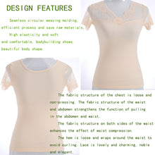 Lataa kuva Galleria-katseluun, Lace short-sleeved waist compression shapewear casual top