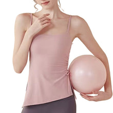Indlæs billede til gallerivisning Women's Naked Feeling Yoga Tank Top with Built-In Bra - Drawstring Workout Vest | Skin-friendly and comfortable