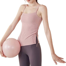 Indlæs billede til gallerivisning Women's Naked Feeling Yoga Tank Top with Built-In Bra - Drawstring Workout Vest | Skin-friendly and comfortable