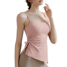 Indlæs billede til gallerivisning Women's Naked Feeling Yoga Tank Top with Built-In Bra - Drawstring Workout Vest | Skin-friendly and comfortable