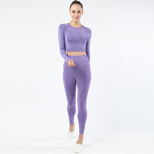 Lataa kuva Galleria-katseluun, Women's Sportwear Workout Sets two Piece Outfits Seamless High Waist Yoga Leggings Long Sleeve rousers Gym Clothes
