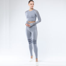 Indlæs billede til gallerivisning Women's Sportwear Workout Sets two Piece Outfits Seamless High Waist Yoga Leggings Long Sleeve Gym Clothes