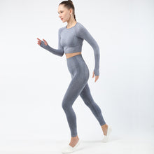 Lataa kuva Galleria-katseluun, Women's Sportwear Workout Sets two Piece Outfits Seamless High Waist Yoga Leggings Long Sleeve rousers Gym Clothes