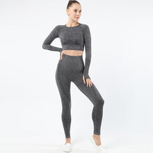 Lataa kuva Galleria-katseluun, Women's Sportwear Workout Sets two Piece Outfits Seamless High Waist Yoga Leggings Long Sleeve rousers Gym Clothes