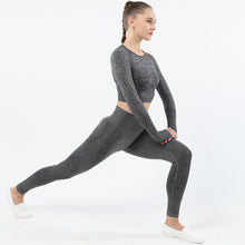 Lataa kuva Galleria-katseluun, Women's Sportwear Workout Sets two Piece Outfits Seamless High Waist Yoga Leggings Long Sleeve rousers Gym Clothes