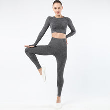 Lataa kuva Galleria-katseluun, Women's Sportwear Workout Sets two Piece Outfits Seamless High Waist Yoga Leggings Long Sleeve rousers Gym Clothes
