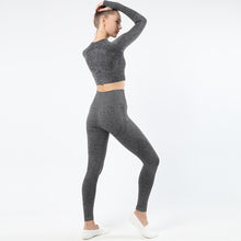 Lataa kuva Galleria-katseluun, Women's Sportwear Workout Sets two Piece Outfits Seamless High Waist Yoga Leggings Long Sleeve rousers Gym Clothes