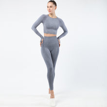 Lataa kuva Galleria-katseluun, Women's Sportwear Workout Sets two Piece Outfits Seamless High Waist Yoga Leggings Long Sleeve rousers Gym Clothes
