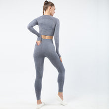 Lataa kuva Galleria-katseluun, Women's Sportwear Workout Sets two Piece Outfits Seamless High Waist Yoga Leggings Long Sleeve rousers Gym Clothes