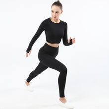 Lataa kuva Galleria-katseluun, Women's Sportwear Workout Sets two Piece Outfits Seamless High Waist Yoga Leggings Long Sleeve rousers Gym Clothes