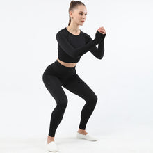 Lataa kuva Galleria-katseluun, Women's Sportwear Workout Sets two Piece Outfits Seamless High Waist Yoga Leggings Long Sleeve rousers Gym Clothes