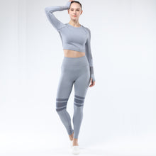 Indlæs billede til gallerivisning Women's Sportwear Workout Sets two Piece Outfits Seamless High Waist Yoga Leggings Long Sleeve Gym Clothes