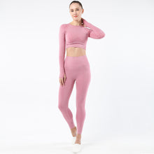 Lataa kuva Galleria-katseluun, Women's Sportwear Workout Sets two Piece Outfits Seamless High Waist Yoga Leggings Long Sleeve rousers Gym Clothes