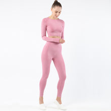 Lataa kuva Galleria-katseluun, Women's Sportwear Workout Sets two Piece Outfits Seamless High Waist Yoga Leggings Long Sleeve rousers Gym Clothes
