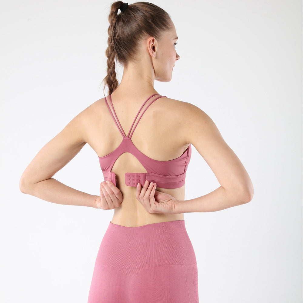 Women's sports bra back cross strap running fitness yoga shock