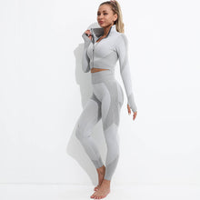 Lataa kuva Galleria-katseluun, Womens High Waisted Workout 2 Piece Sets Crop Top and Sweatsuit Pants Seamless Sports Legging Yoga Gym Outfits