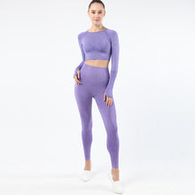 Lataa kuva Galleria-katseluun, Women's Sportwear Workout Sets two Piece Outfits Seamless High Waist Yoga Leggings Long Sleeve rousers Gym Clothes
