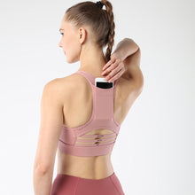 Lataa kuva Galleria-katseluun, Women Sports Bra with Back Pocket Yoga running fitness wear sports bra Racerback Bra