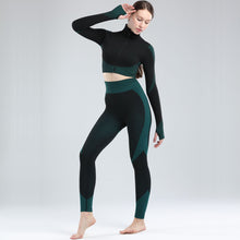 Lataa kuva Galleria-katseluun, Womens High Waisted Workout 2 Piece Sets Crop Top and Sweatsuit Pants Seamless Sports Legging Yoga Gym Outfits