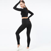 Lataa kuva Galleria-katseluun, Women's Sportwear Workout Sets two Piece Outfits Seamless High Waist Yoga Leggings Long Sleeve rousers Gym Clothes