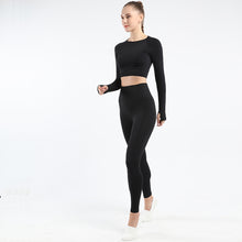 Lataa kuva Galleria-katseluun, Women's Sportwear Workout Sets two Piece Outfits Seamless High Waist Yoga Leggings Long Sleeve rousers Gym Clothes