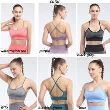 Lataa kuva Galleria-katseluun, Sports Bra for Women Criss-Cross Back Strappy Longline Yoga Bra Crop Top Workout Tank