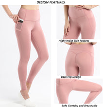 Indlæs billede til gallerivisning High Waist Leggings for Women Yoga Athletic Pants Tummy Control with Side Pockets Workout Running Pants