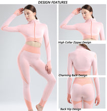 Lataa kuva Galleria-katseluun, Womens High Waisted Workout 2 Piece Sets Crop Top and Sweatsuit Pants Seamless Sports Legging Yoga Gym Outfits