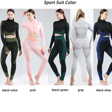 Lataa kuva Galleria-katseluun, Womens High Waisted Workout 2 Piece Sets Crop Top and Sweatsuit Pants Seamless Sports Legging Yoga Gym Outfits