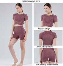 Lataa kuva Galleria-katseluun, Exercise and Fitness Yoga Suit Sports short sleeve shorts Tight-fitting and Outstanding fit