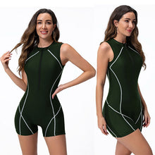 Charger l&#39;image dans la galerie, One-piece swimsuit women&#39;s vest flat corner wetsuit surf suit zipper sports swimsuit

